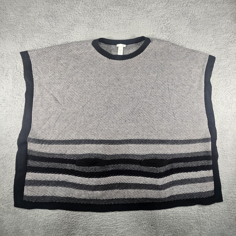 J.Jill Poncho Womens OS‎ Striped Wool Blend Pullover Sweater Boho Lagenlook